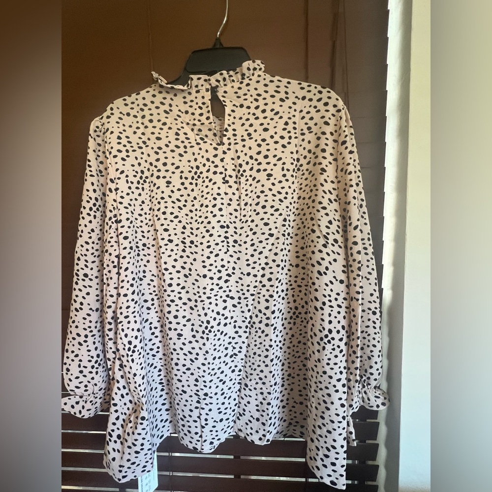 Polka Dot Ruffle Blouse - Picture 3 of 4